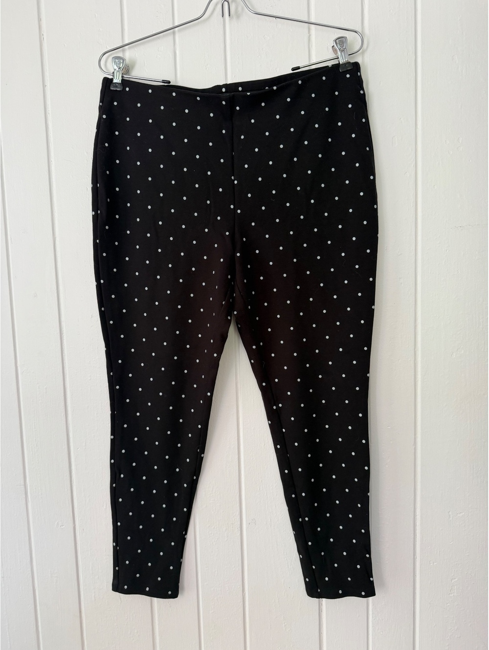 Chico's Black Polka Dot Stretch Pants Size 2 (US 12)